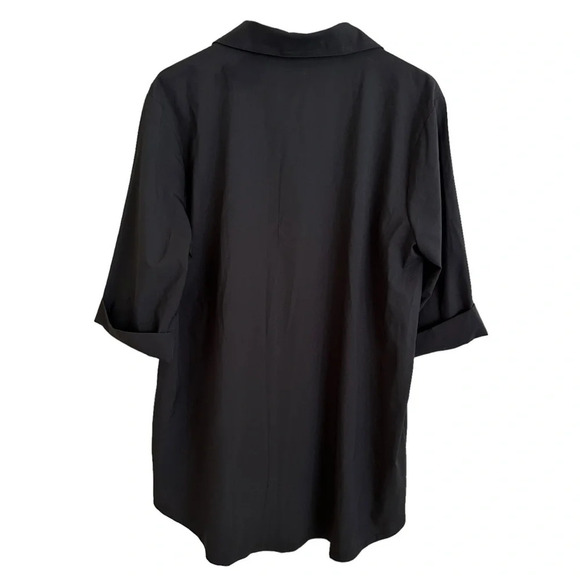 NWT Crown & Ivy Womens Large Black Button Up Swim Cover Up Shirt performance New - Picture 2 of 4